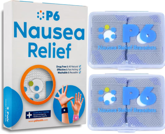 P6 Original Nausea Relief Bands – Drug-Free Motion & Morning Sickness Wristbands, 2-Pack, Blue