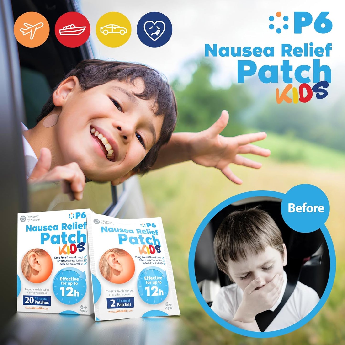 P6 Motion Sickness Patches for Kids