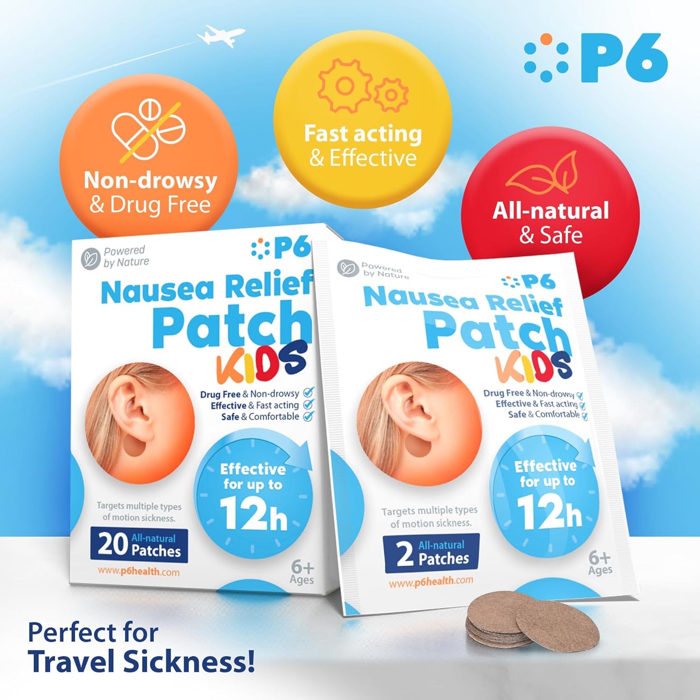 P6 Motion Sickness Patches for Kids